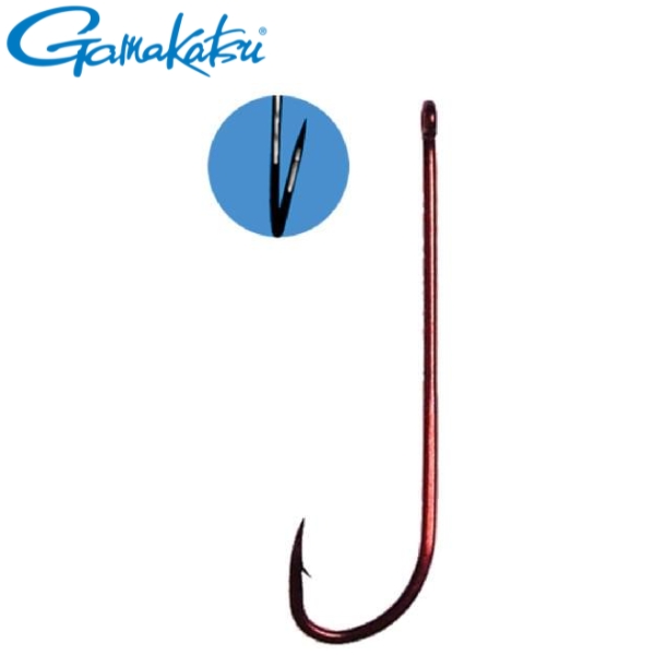 GAMAKATSU Red Long Shank Fishing Hooks - Size 8